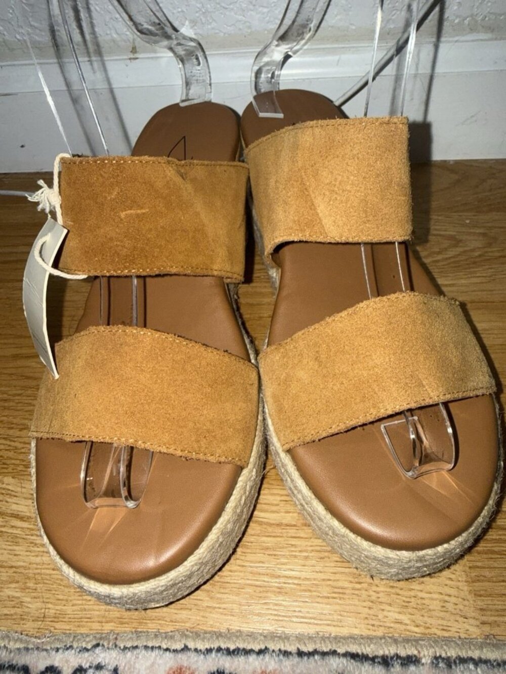 Joie Tan Camel Suede Espadrille Wedge Sandals Platform Slides Size 7.5 NEW - Picture 6 of 8